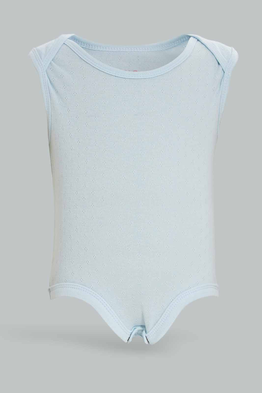 Redtag-Assorted-5-Pack-Pointelle-Bodysuit-Girl-Category:Bodysuits,-Colour:Blue,-Deals:New-In,-Dept:New-Born,-Filter:Baby-(0-to-12-Mths),-NBF-Bodysuits,-New-In-NBF-APL,-Non-Sale,-S23A,-Section:Boys-(0-to-14Yrs)-Baby-