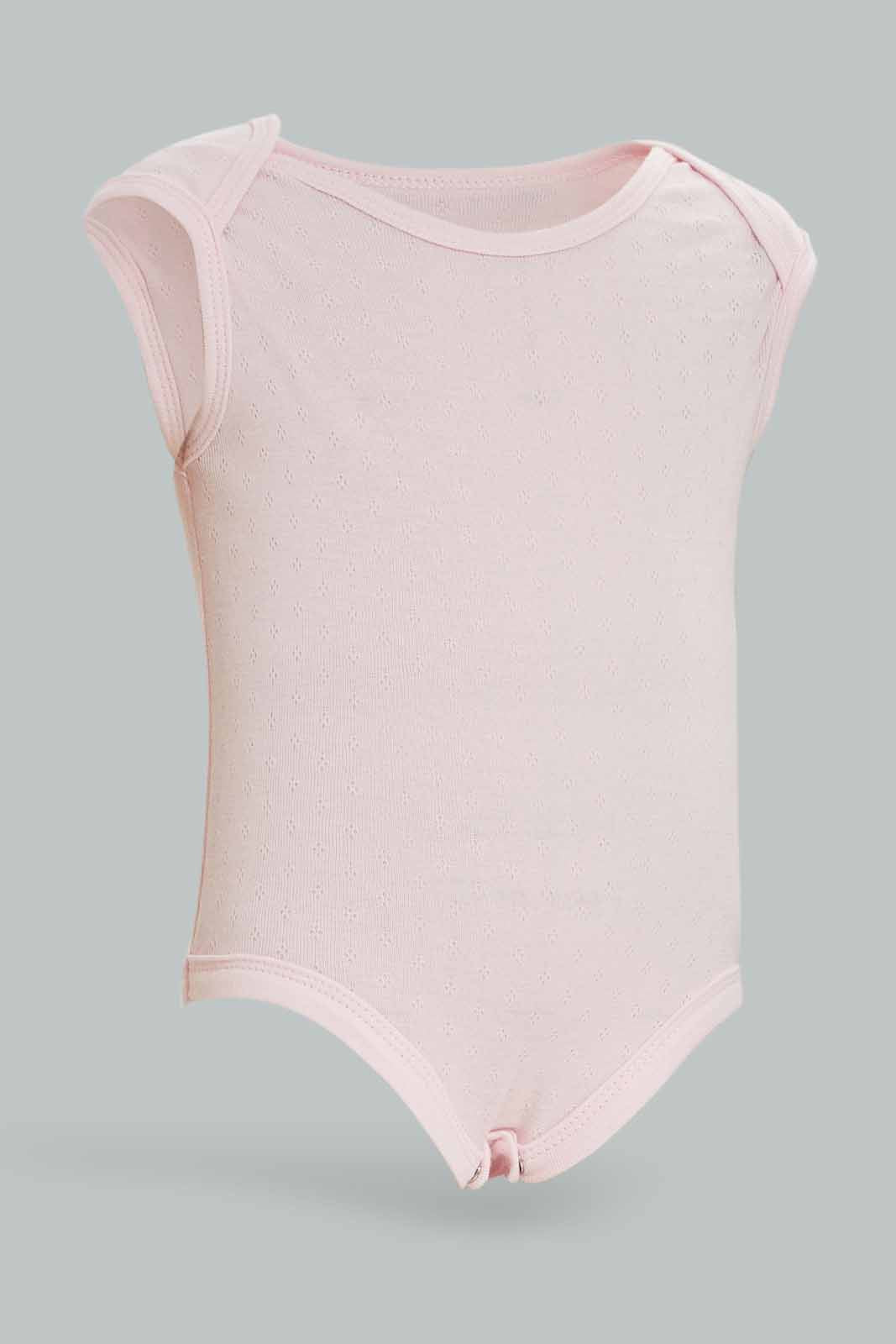 Redtag-Assorted-5-Pack-Pointelle-Bodysuit-Girl-Category:Bodysuits,-Colour:Blue,-Deals:New-In,-Dept:New-Born,-Filter:Baby-(0-to-12-Mths),-NBF-Bodysuits,-New-In-NBF-APL,-Non-Sale,-S23A,-Section:Boys-(0-to-14Yrs)-Baby-