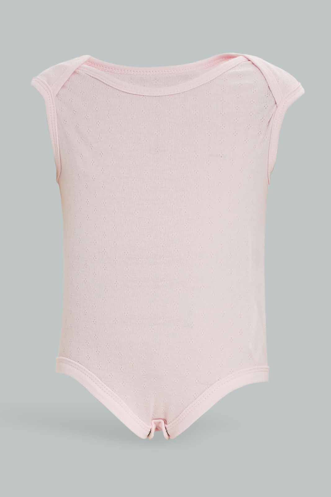 Redtag-Assorted-5-Pack-Pointelle-Bodysuit-Girl-Category:Bodysuits,-Colour:Blue,-Deals:New-In,-Dept:New-Born,-Filter:Baby-(0-to-12-Mths),-NBF-Bodysuits,-New-In-NBF-APL,-Non-Sale,-S23A,-Section:Boys-(0-to-14Yrs)-Baby-