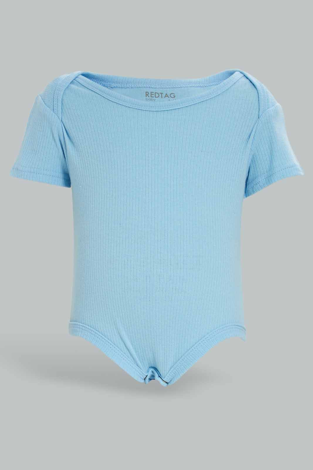 Redtag-Assorted-5-Pack-Rib-Bodysuit-Boy-Category:Bodysuits,-Colour:Blue,-Deals:New-In,-Dept:New-Born,-Filter:Baby-(0-to-12-Mths),-NBF-Bodysuits,-New-In-NBF-APL,-Non-Sale,-S23A,-Section:Boys-(0-to-14Yrs)-Baby-
