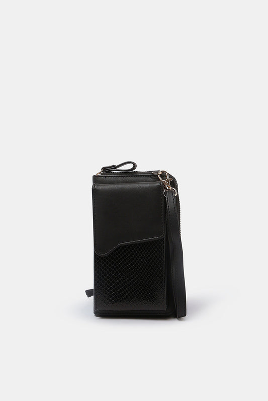 Redtag-Women-Black-Textured-Mobile-Purse-Category:Purse,-Colour:Black,-Deals:2-FOR-89,-Deals:New-In,-Dept:Ladieswear,-Filter:Women's-Accessories,-New-In,-New-In-Women-ACC,-Non-Sale,-S23A,-Section:Women,-Women-Bags-Women-