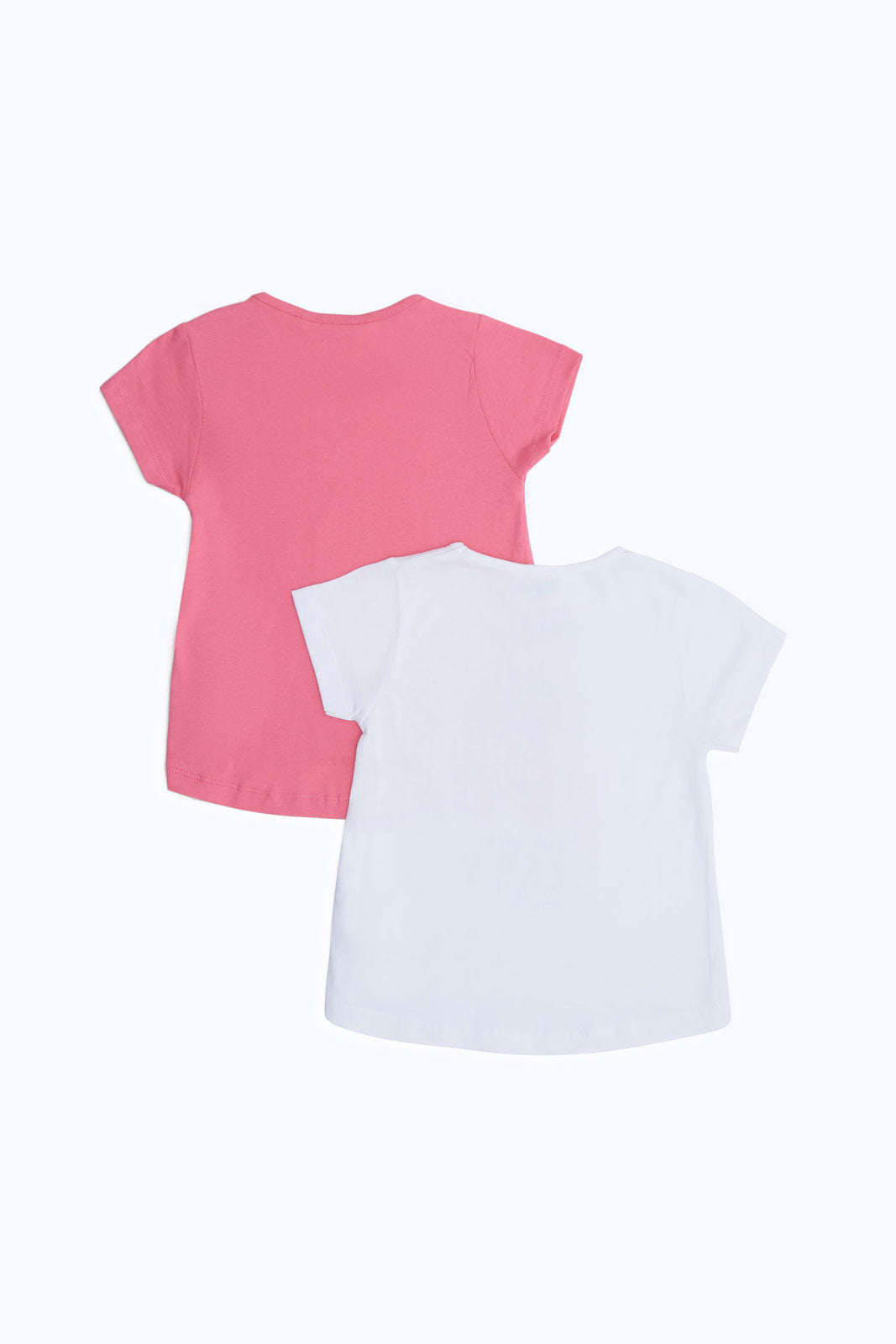 Redtag-Girls-White-&-Pink-2-Pack-T-Shitrs-Category:T-Shirts,-Colour:Assorted,-Deals:2-FOR-37,-Deals:New-In,-Dept:Girls,-Filter:Infant-Girls-(3-to-24-Mths),-H1:KWR,-H2:ING,-H3:TSH,-H4:CAT,-ING-T-Shirts,-New-In-ING-APL,-Non-Sale,-S23B,-Season:S23B,-Section:Girls-(0-to-14Yrs)-Infant-Girls-3 to 24 Months