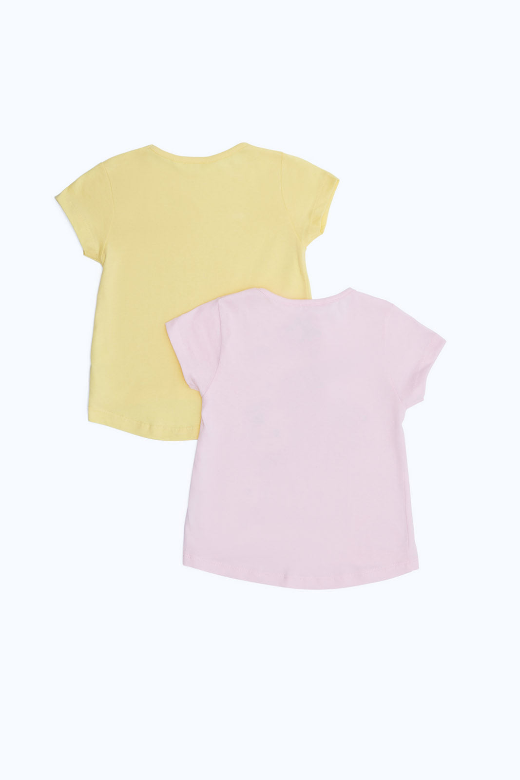 Redtag-Girls-Yellow-&-Pink-2-Pack-T-Shirts-Category:T-Shirts,-Colour:Assorted,-Deals:2-FOR-37,-Deals:New-In,-Dept:Girls,-Filter:Infant-Girls-(3-to-24-Mths),-H1:KWR,-H2:ING,-H3:TSH,-H4:CAT,-ING-T-Shirts,-New-In-ING-APL,-Non-Sale,-S23B,-Season:S23B,-Section:Girls-(0-to-14Yrs)-Infant-Girls-3 to 24 Months
