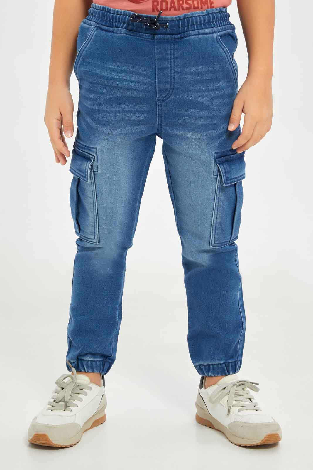 Redtag-Boys-Mid-Wash-Cargo-Pull-On-Jogger-BOY-Jeans,-Category:Jeans,-Colour:Blue,-Deals:New-In,-Dept:Boys,-Filter:Boys-(2-to-8-Yrs),-New-In-BOY-APL,-Non-Sale,-S23B,-Section:Boys-(0-to-14Yrs)-Boys-2 to 8 Years