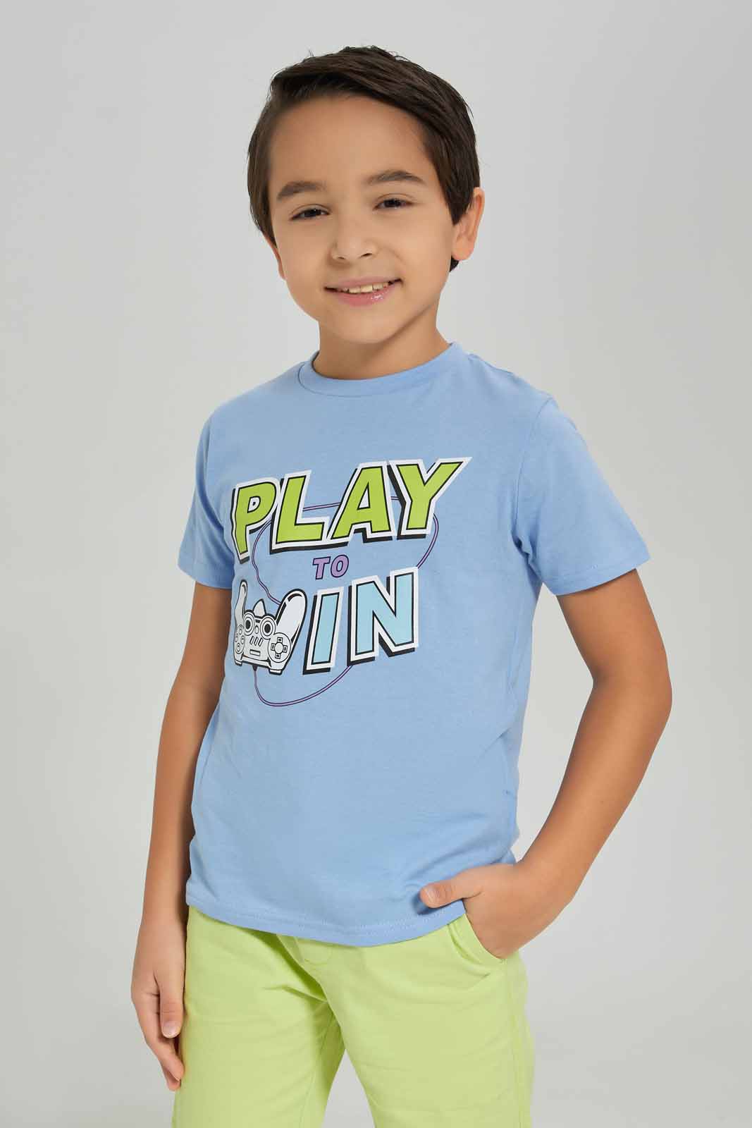 Redtag-Boys-Blue-Game-T-Shirt-And-Short-BOY-Sets,-Category:Sets,-Colour:Blue,-Deals:New-In,-Dept:Boys,-Filter:Boys-(2-to-8-Yrs),-New-In-BOY-APL,-Non-Sale,-S23A,-Section:Boys-(0-to-14Yrs)-Boys-2 to 8 Years