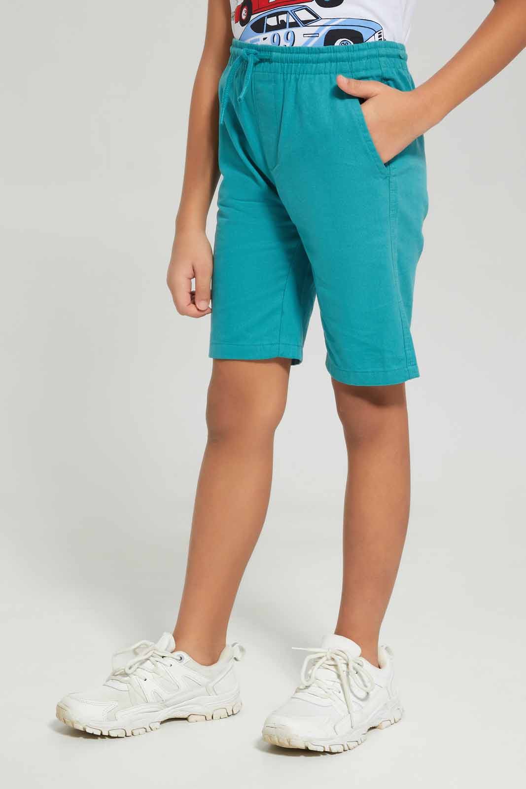 Redtag-Boys-White-Car-Print-T-Shirt-With-Woven-Shorts-BOY-Sets,-Category:Sets,-Colour:White,-Deals:New-In,-Dept:Boys,-Filter:Boys-(2-to-8-Yrs),-New-In-BOY-APL,-Non-Sale,-S23B,-Section:Boys-(0-to-14Yrs)-Boys-2 to 8 Years