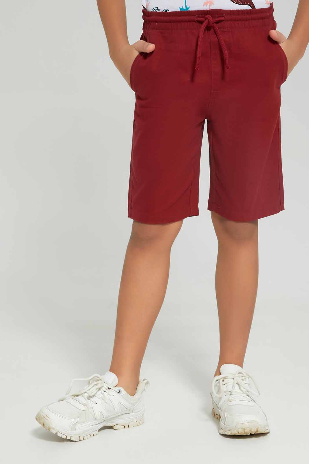 Redtag-Boys-White-Aop-Dino-With-Twill-Shorts-BOY-Sets,-Category:Sets,-Colour:White,-Deals:New-In,-Dept:Boys,-Filter:Boys-(2-to-8-Yrs),-New-In-BOY-APL,-Non-Sale,-S23B,-Section:Boys-(0-to-14Yrs)-Boys-2 to 8 Years