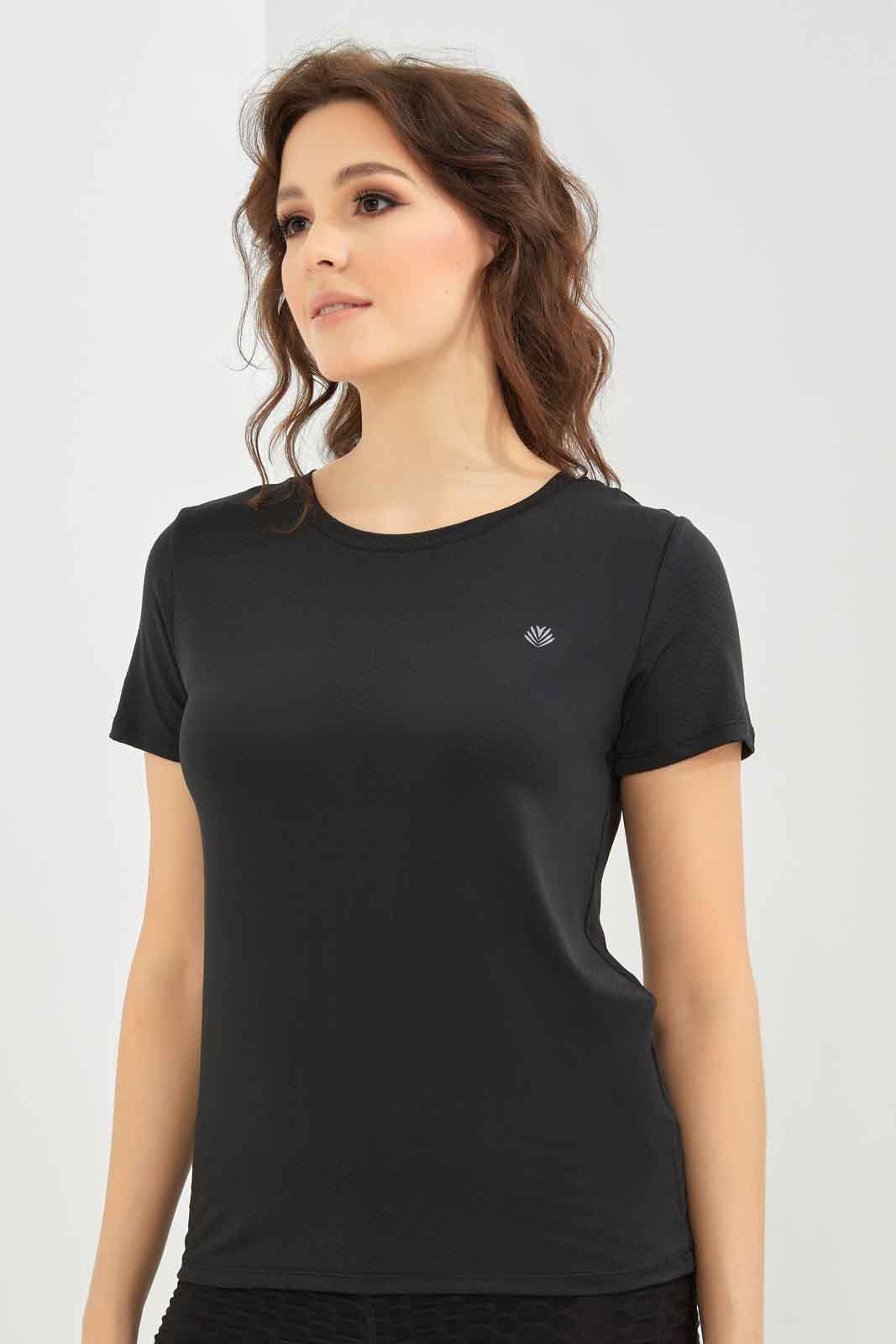 Redtag-Women-Black-Short-Sleeve-Placement-Print-Active-T-Shirt-Category:T-Shirts,-Colour:Black,-Deals:New-In,-Dept:Ladieswear,-Filter:Women's-Clothing,-New-In-Women-APL,-Non-Sale,-S23A,-Section:Women,-Women-T-Shirts-Women's-