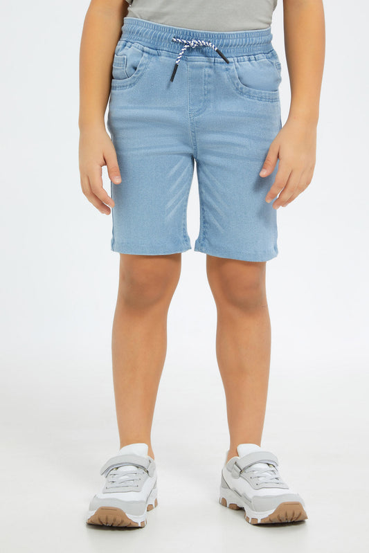 Redtag-Boys-Light-Wash-Pull-On-Denim-Shorts-BOY-Shorts,-Category:Shorts,-Colour:Light-Wash,-Deals:New-In,-Dept:Boys,-Event:STRATEGY,-Filter:Boys-(2-to-8-Yrs),-H1:KWR,-H2:BOY,-H3:DNB,-H4:SRT,-New-In-BOY-APL,-Non-Sale,-Promo:VLM,-S23B,-Season:S23B,-Section:Boys-(0-to-14Yrs),-VLM-Boys-2 to 8 Years
