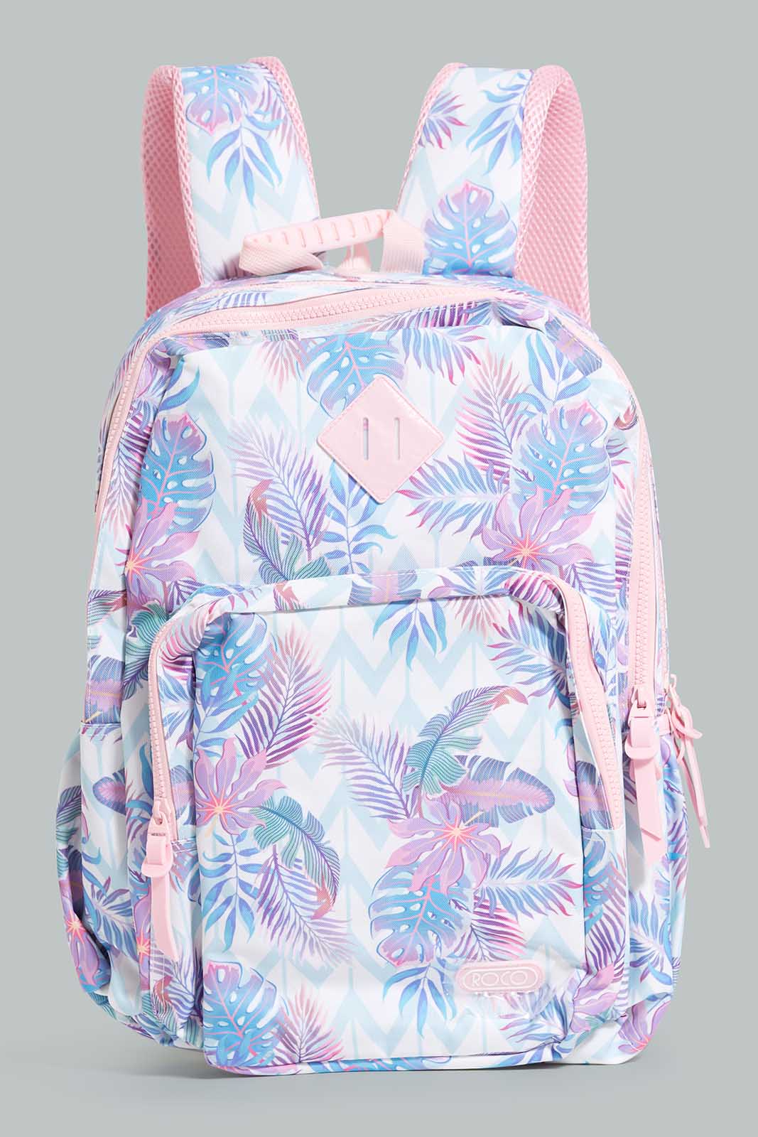 Redtag-Pink-Leaf-Print-Bag-Pack-With-Pencil-Case-BOY-Bags,-Category:Bags,-CHR,-Colour:Assorted,-Filter:Boys-Accessories,-New-In,-New-In-BOY-ACC,-Non-Sale,-Section:Boys-(0-to-14Yrs),-W22-Check-