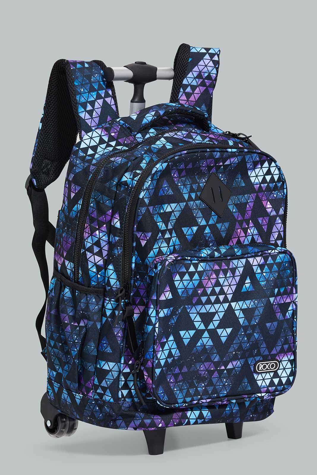Redtag-Black/Blue-Geometric-Print-Trolley-Bag-With-Pencil-Case-BOY-Trolley,-Category:Bags,-CHR,-Colour:Assorted,-Filter:Boys-Accessories,-New-In,-New-In-BOY-ACC,-Non-Sale,-Section:Boys-(0-to-14Yrs),-W22-Check-