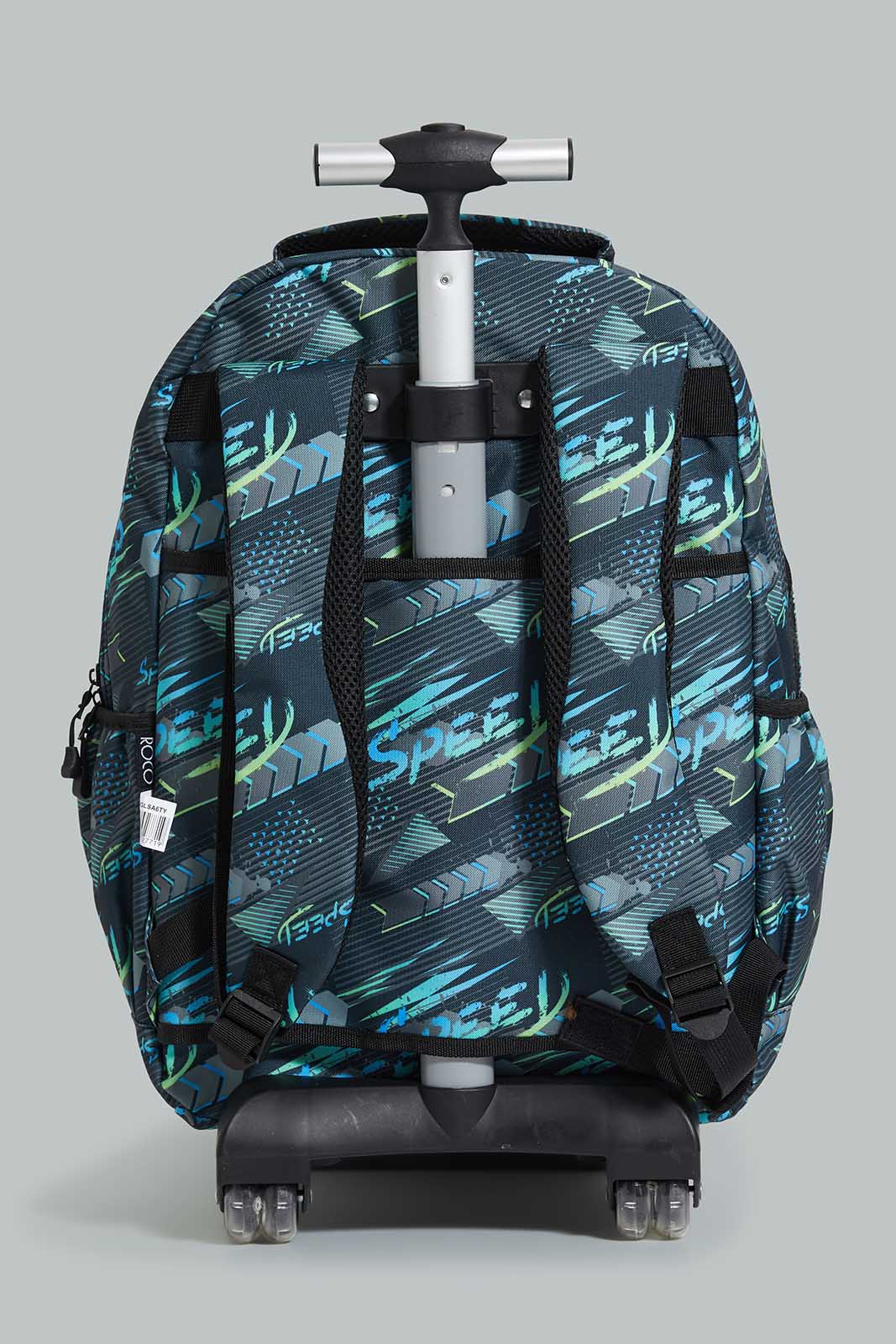 Redtag-Black/Grey-Speed-Letter-Print-Trolley-Bag-With-Pencil-Case-BOY-Trolley,-Category:Bags,-CHR,-Colour:Assorted,-Filter:Boys-Accessories,-New-In,-New-In-BOY-ACC,-Non-Sale,-Section:Boys-(0-to-14Yrs),-W22-Check-