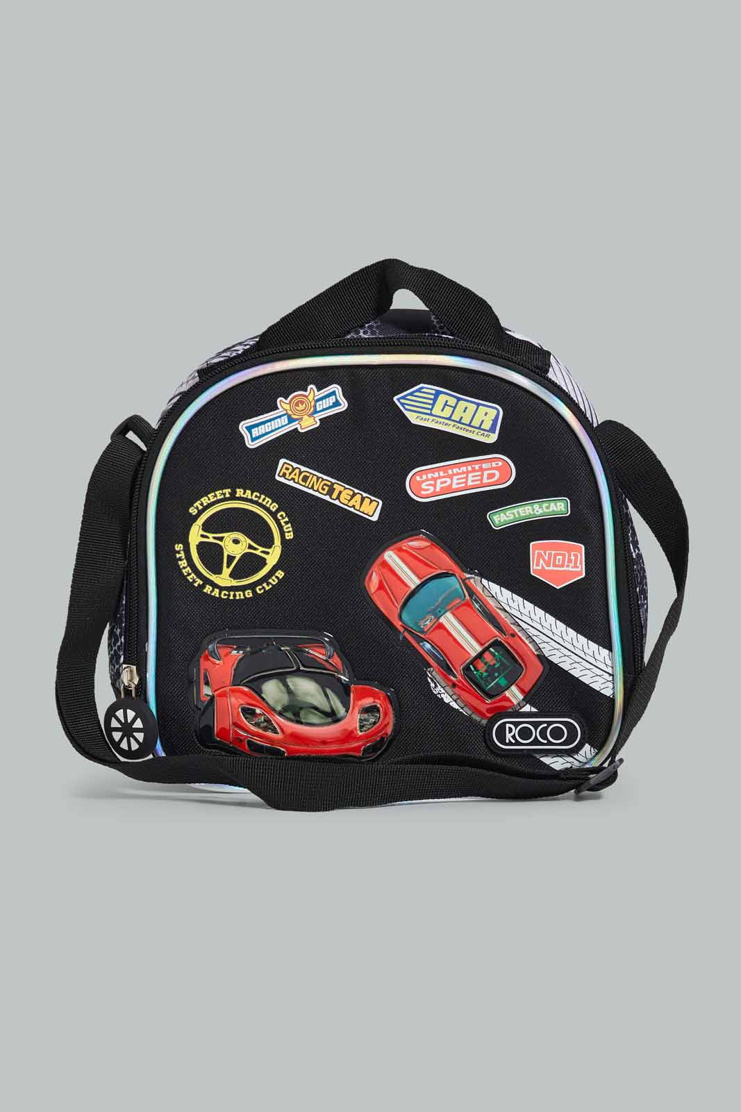 Redtag-Black/Red-Hot-Wheels-Print-Trolley-&-Lunch-Bag-With-Pencil-Case-BOY-Bags,-Category:Bags,-CHR,-Colour:Assorted,-Filter:Boys-Accessories,-New-In,-New-In-BOY-ACC,-Non-Sale,-Section:Boys-(0-to-14Yrs),-W22-Check-