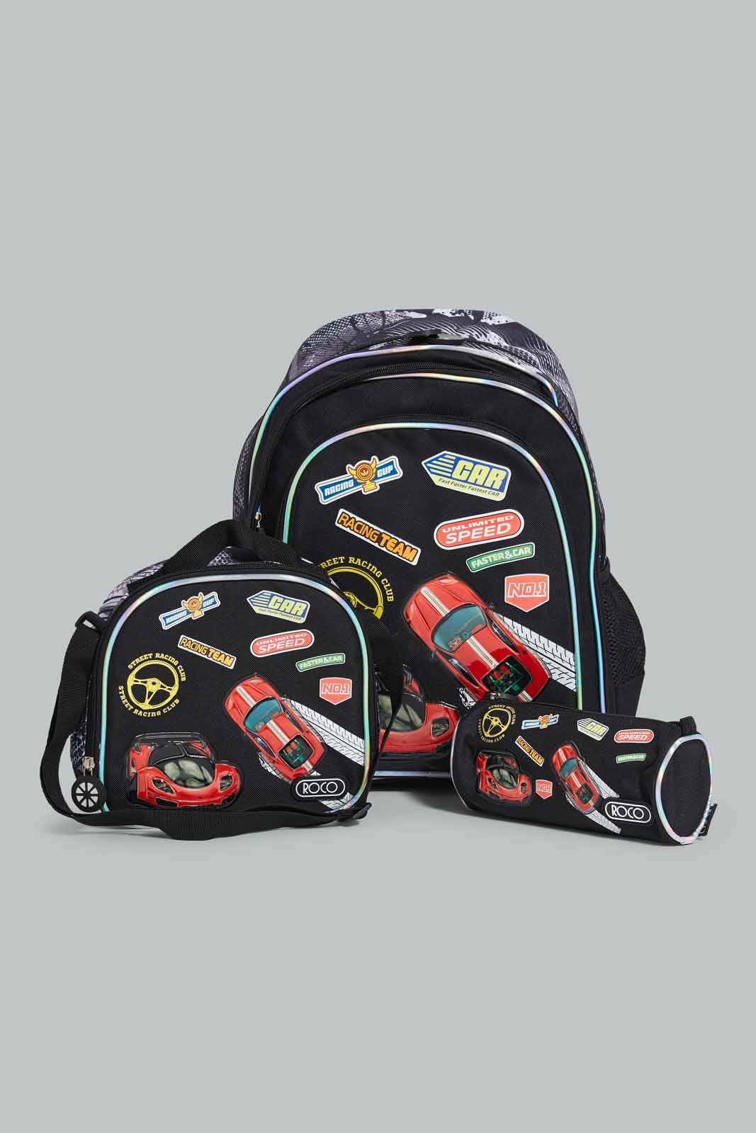Redtag-Black/Red-Hot-Wheels-Print-Trolley-&-Lunch-Bag-With-Pencil-Case-BOY-Bags,-Category:Bags,-CHR,-Colour:Assorted,-Filter:Boys-Accessories,-New-In,-New-In-BOY-ACC,-Non-Sale,-Section:Boys-(0-to-14Yrs),-W22-Check-