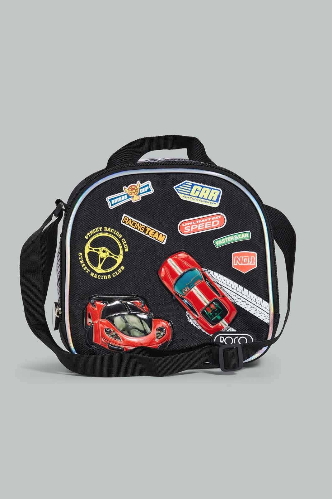 Redtag-Black/Red-Hot-Wheels-Print-Trolley-&-Lunch-Bag-With-Pencil-Case-BOY-Trolley,-Category:Bags,-CHR,-Colour:Assorted,-Filter:Boys-Accessories,-New-In,-New-In-BOY-ACC,-Non-Sale,-Section:Boys-(0-to-14Yrs),-W22-Check-