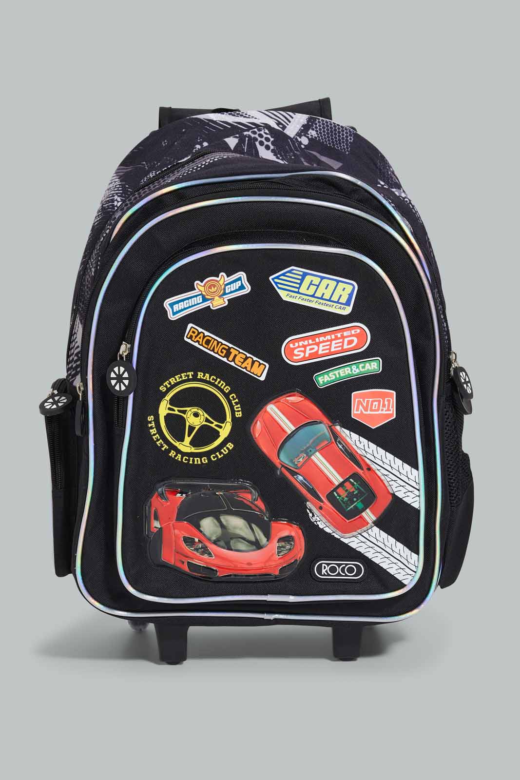 Redtag-Black/Red-Hot-Wheels-Print-Trolley-&-Lunch-Bag-With-Pencil-Case-BOY-Trolley,-Category:Bags,-CHR,-Colour:Assorted,-Filter:Boys-Accessories,-New-In,-New-In-BOY-ACC,-Non-Sale,-Section:Boys-(0-to-14Yrs),-W22-Check-