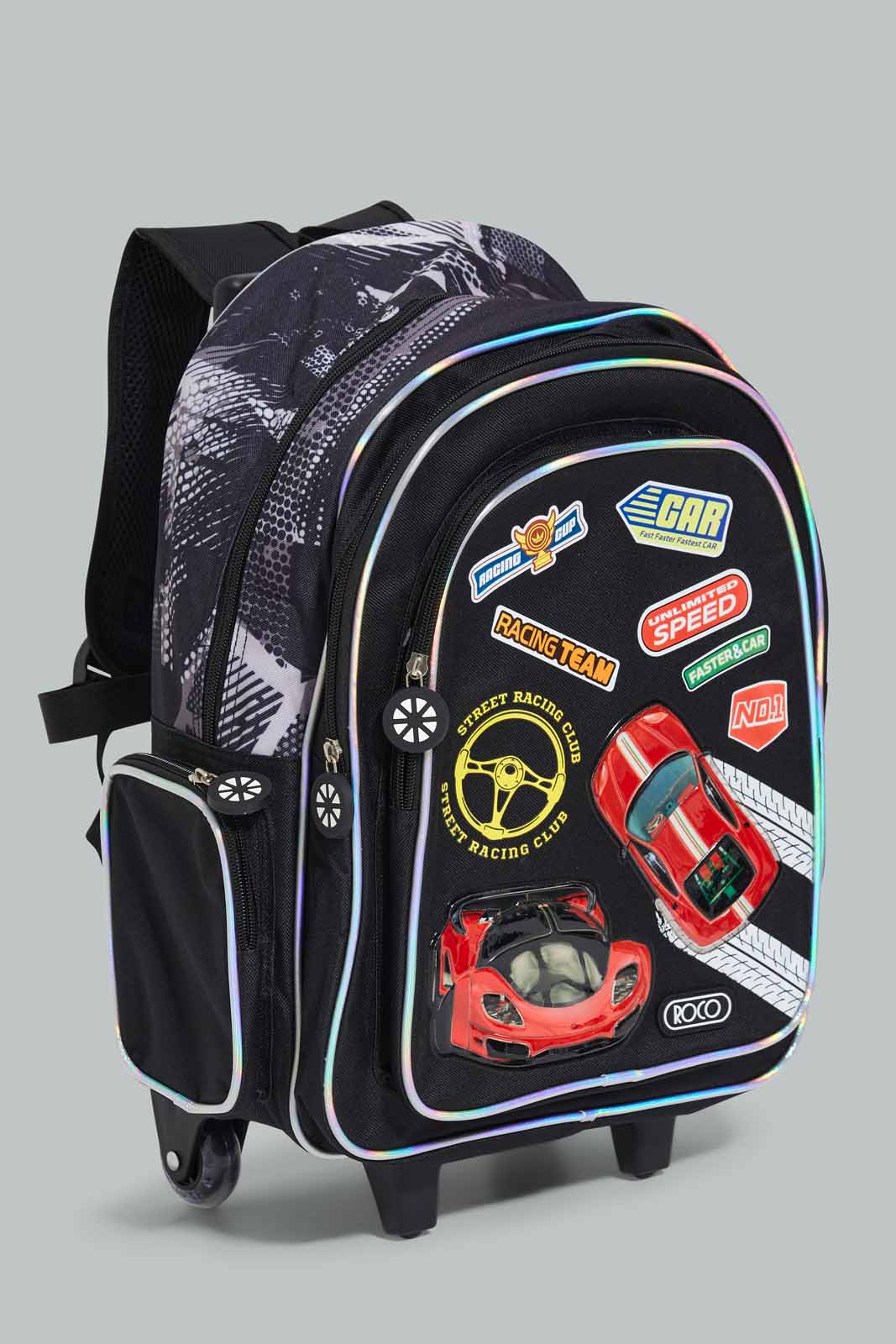Redtag-Black/Red-Hot-Wheels-Print-Trolley-&-Lunch-Bag-With-Pencil-Case-BOY-Trolley,-Category:Bags,-CHR,-Colour:Assorted,-Filter:Boys-Accessories,-New-In,-New-In-BOY-ACC,-Non-Sale,-Section:Boys-(0-to-14Yrs),-W22-Check-