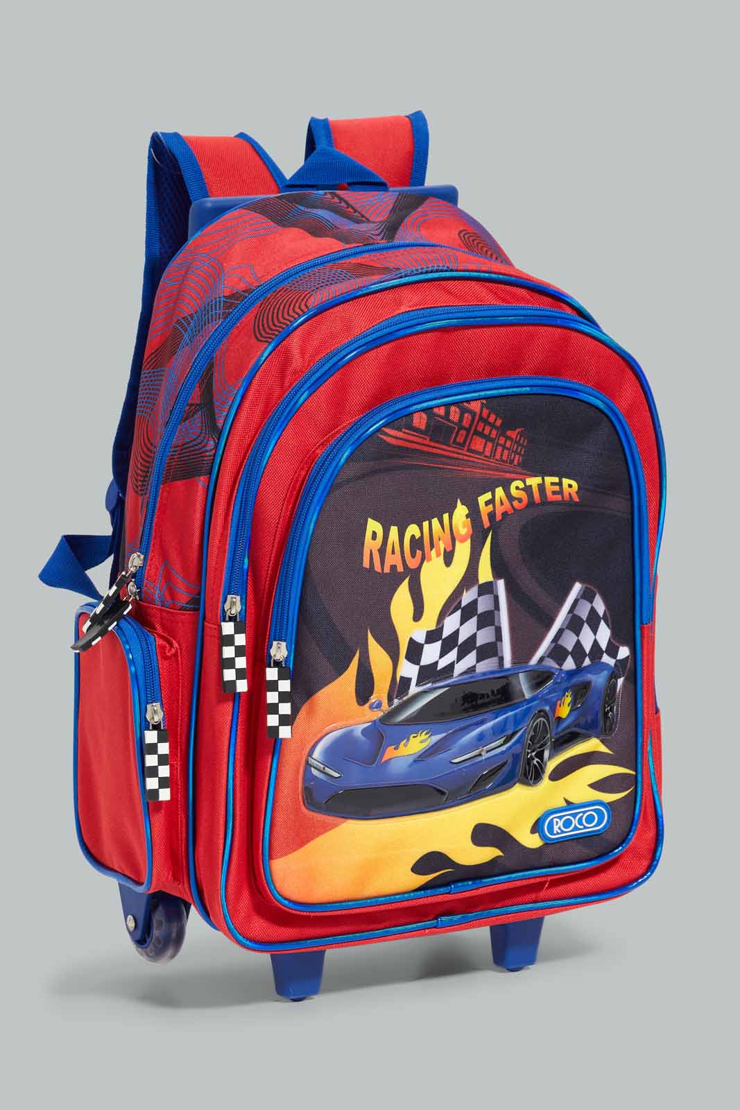 Boys Blue And Red Hot Wheels Print Trolley Set (3 Piece)