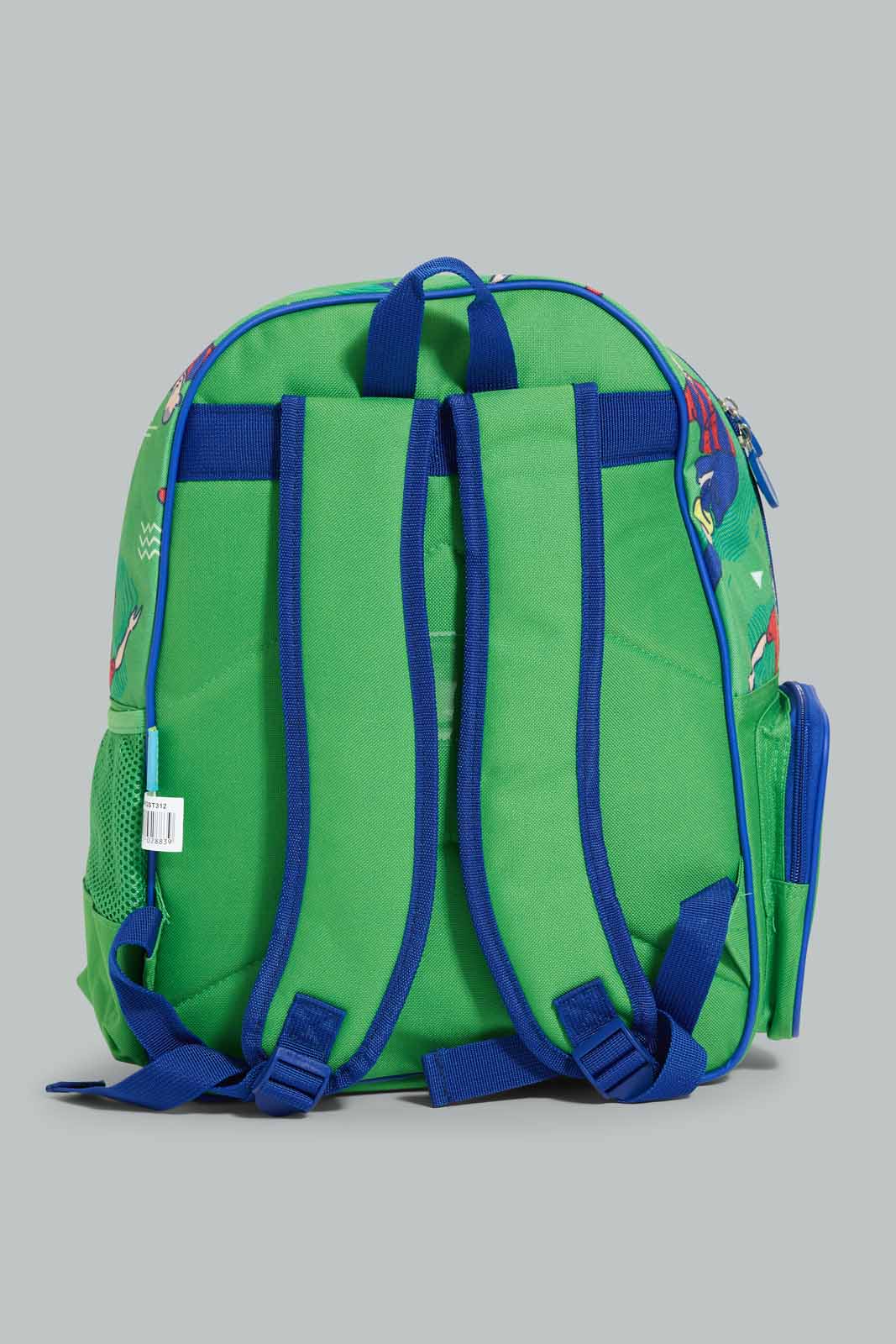 Boys Green Football Print Backpack Set (3 Piece)