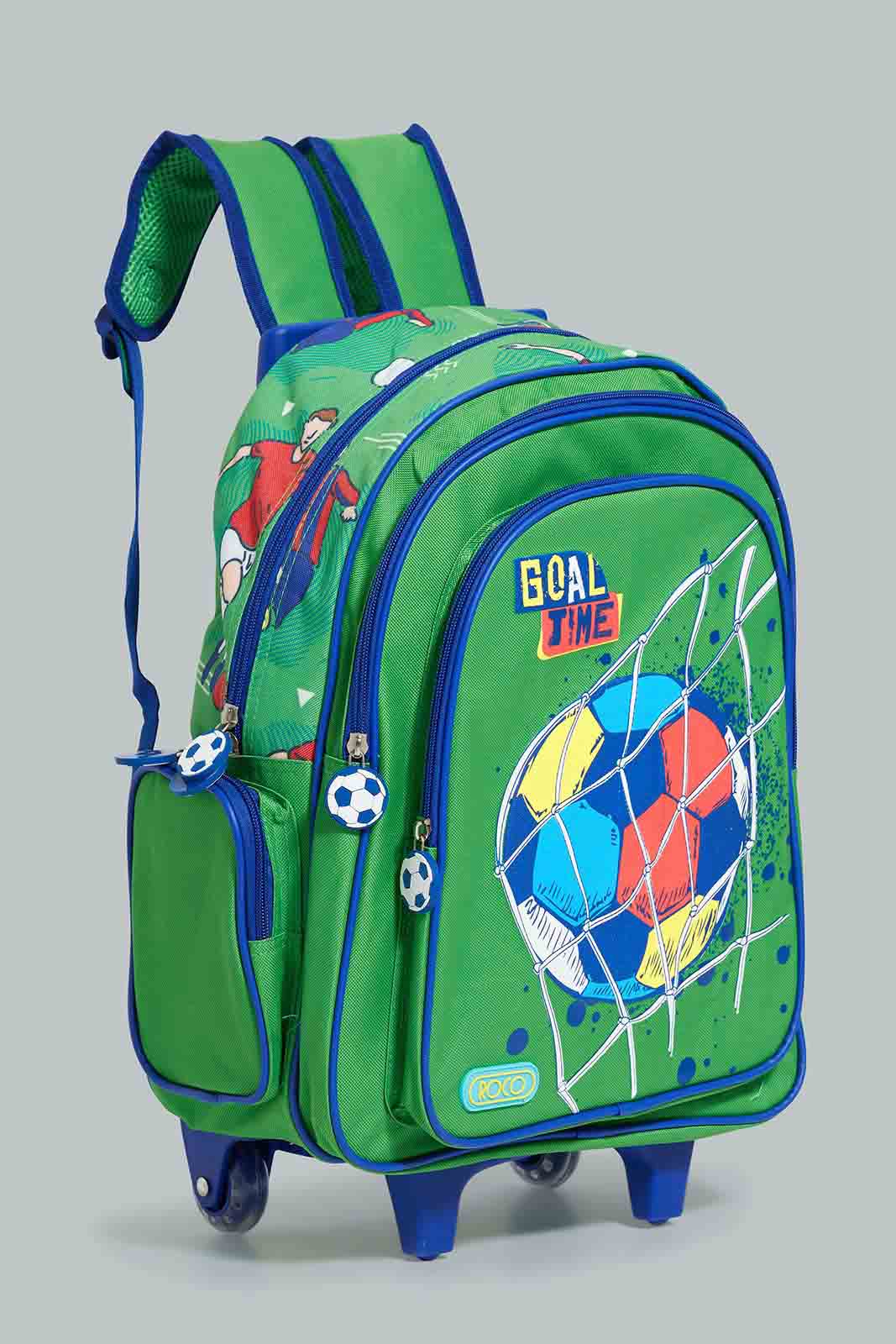 Redtag-Green/Red-Football-Print-Trolley-&-Lunch-Bag-With-Pencil-Case-BOY-Trolley,-Category:Bags,-CHR,-Colour:Assorted,-Filter:Boys-Accessories,-New-In,-New-In-BOY-ACC,-Non-Sale,-Section:Boys-(0-to-14Yrs),-W22-Check-