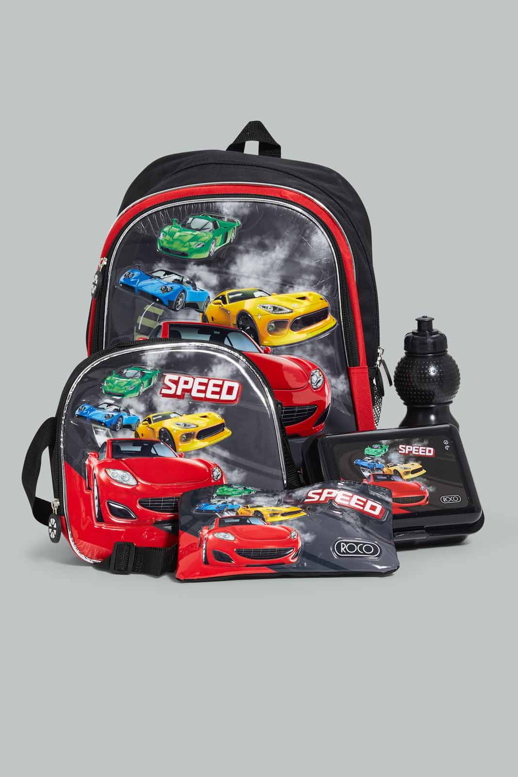Redtag-Black/Red-Hot-Wheels-Print-Trollry-&-Lunch-Bag-With-Pencil-Case-BOY-Bags,-Category:Bags,-CHR,-Colour:Assorted,-Filter:Boys-Accessories,-New-In,-New-In-BOY-ACC,-Non-Sale,-Section:Boys-(0-to-14Yrs),-W22-Check-