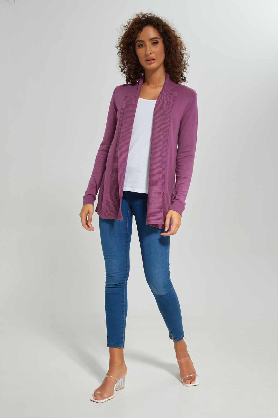 Redtag-Women-Mauve-Long-Sleeves-Drape-Cardigan-Category:Cardigans,-Colour:Mauve,-Deals:New-In,-Dept:Ladieswear,-Filter:Women's-Clothing,-New-In-Women-APL,-Non-Sale,-S23A,-Section:Women,-Women-Cardigans-Women's-