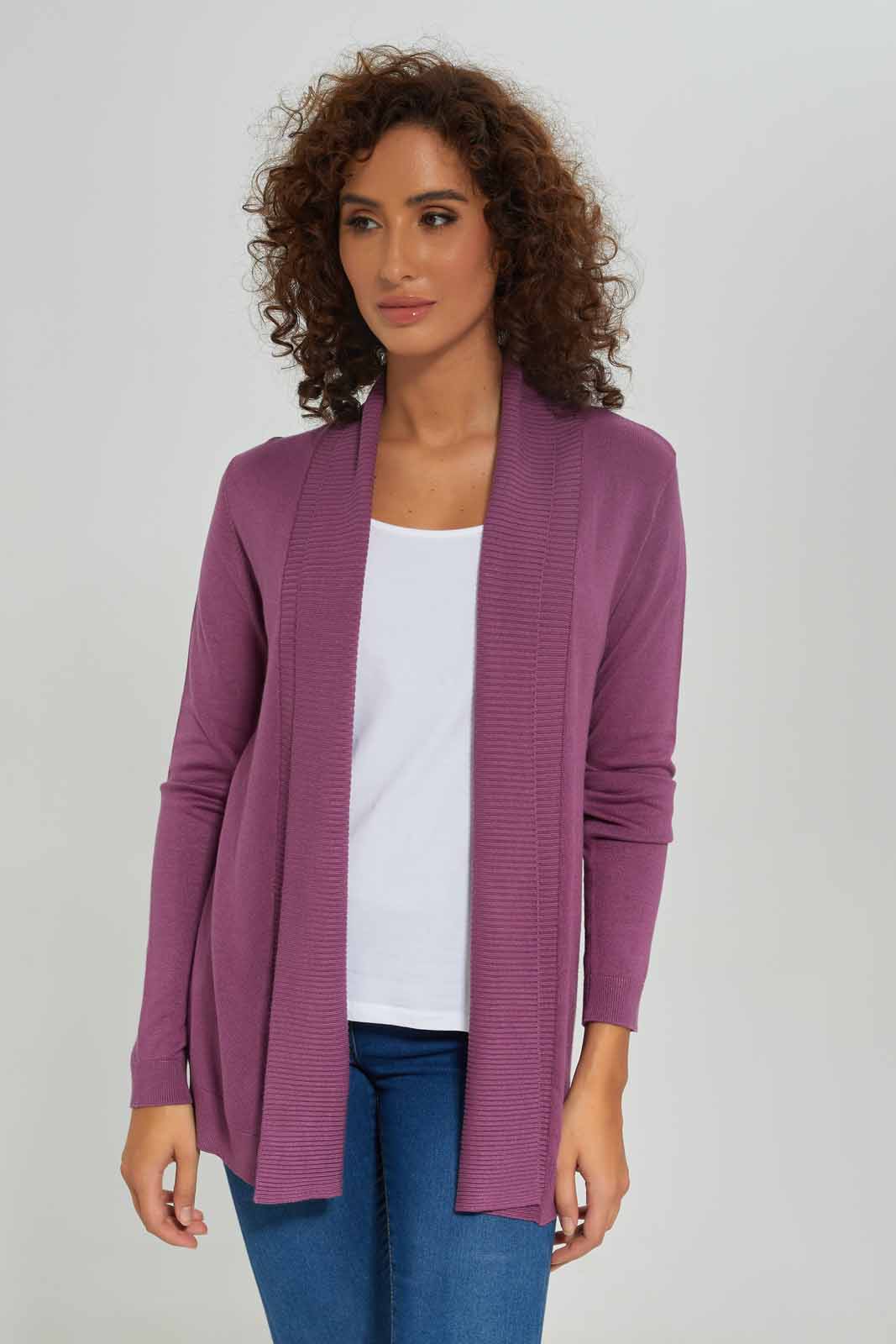 Redtag-Women-Mauve-Long-Sleeves-Drape-Cardigan-Category:Cardigans,-Colour:Mauve,-Deals:New-In,-Dept:Ladieswear,-Filter:Women's-Clothing,-New-In-Women-APL,-Non-Sale,-S23A,-Section:Women,-Women-Cardigans-Women's-