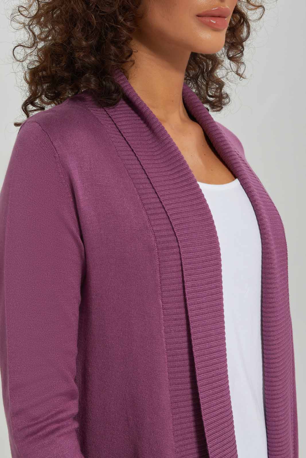 Redtag-Women-Mauve-Long-Sleeves-Drape-Cardigan-Category:Cardigans,-Colour:Mauve,-Deals:New-In,-Dept:Ladieswear,-Filter:Women's-Clothing,-New-In-Women-APL,-Non-Sale,-S23A,-Section:Women,-Women-Cardigans-Women's-