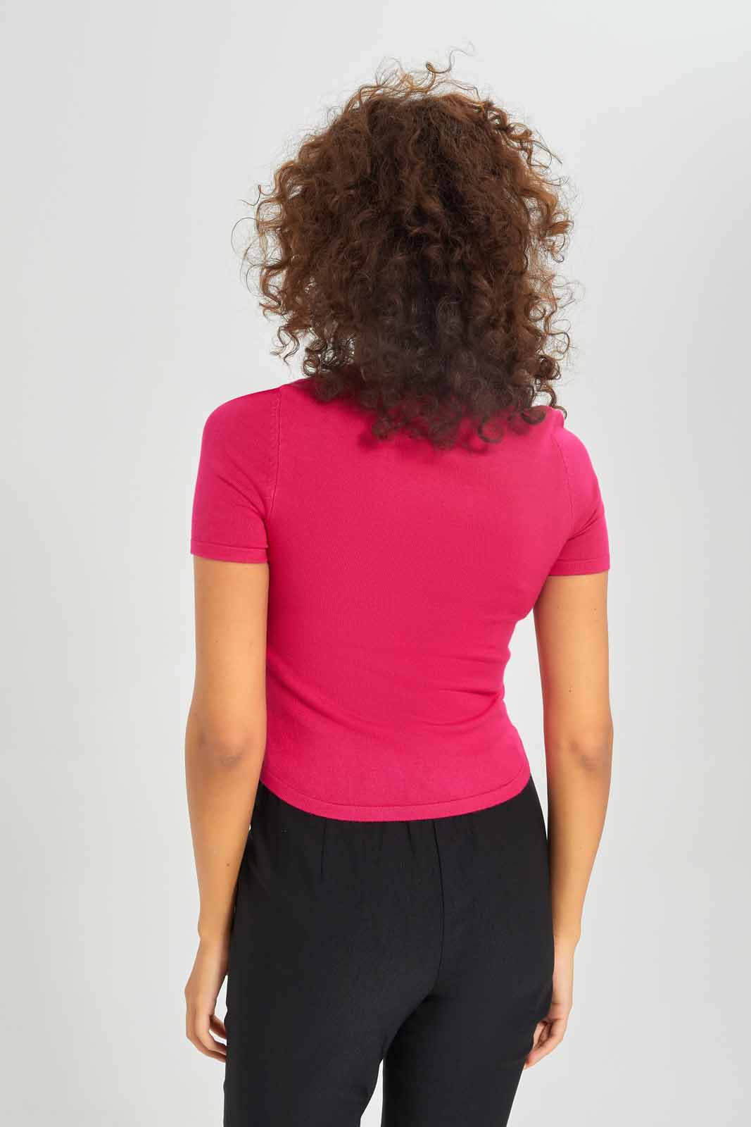 Redtag-Women-Pale-Pink-Short-Sleeve-Knitted-Tshirt-Category:Pullovers,-Colour:Apricot,-Deals:New-In,-Dept:Ladieswear,-Filter:Women's-Clothing,-New-In-Women-APL,-Non-Sale,-S23A,-Section:Women,-Women-Pullovers-Women's-