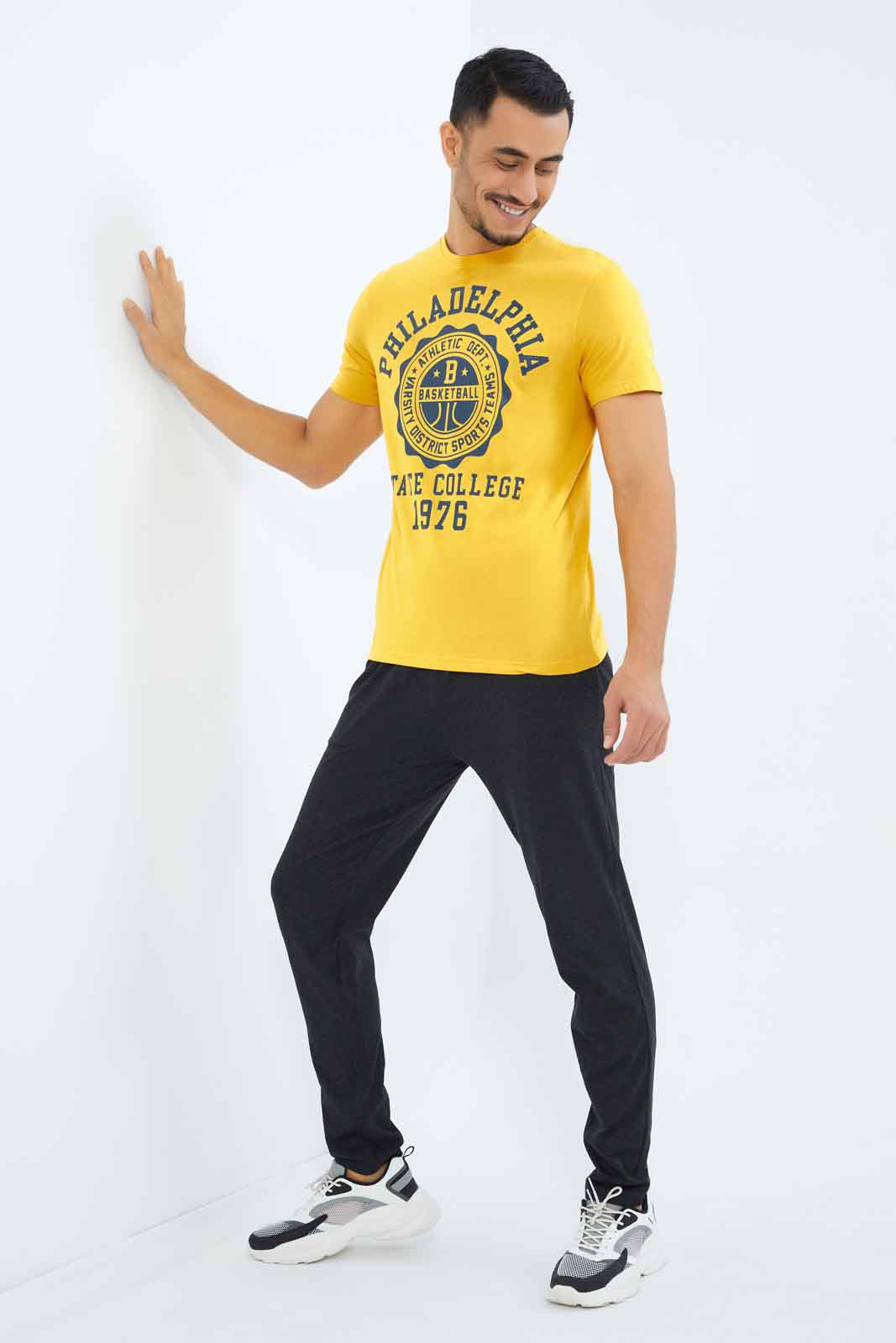 Redtag-Men-Yellow-Graphic-T-Shirt-Category:T-Shirts,-Colour:Yellow,-Deals:New-In,-Dept:Menswear,-Filter:Men's-Clothing,-Men-T-Shirts,-New-In-Men-APL,-Non-Sale,-S23B,-Section:Men,-TBL-Men's-