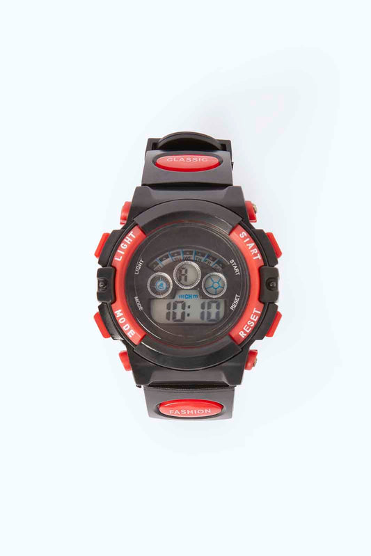 Redtag-Black-N-Red-Multi-Functional-Digital-Watch-BOY-Watches,-Category:Watches,-Colour:Assorted,-Deals:2-FOR-69,-Deals:New-In,-Dept:Boys,-Filter:Boys-Accessories,-New-In,-New-In-BOY-ACC,-Non-Sale,-S23A,-Section:Boys-(0-to-14Yrs)-Boys-