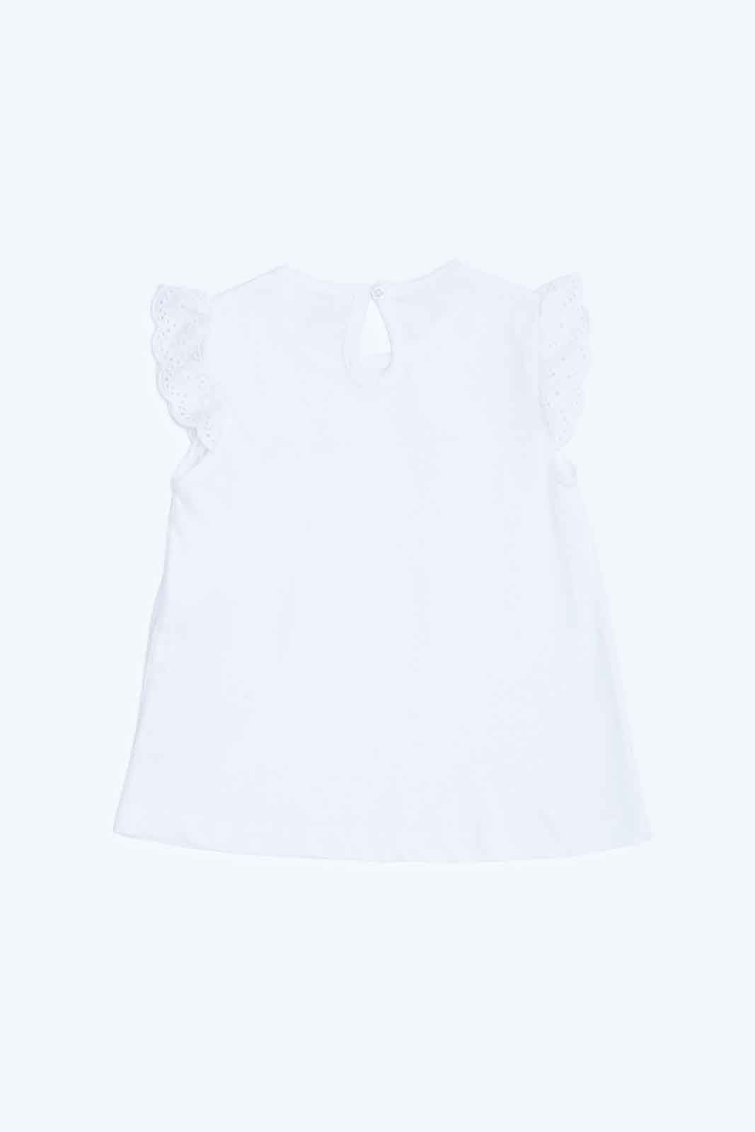 Redtag-Girls-White-Solid-Schifli-Frills-Sleeves-Blouse-Category:Blouses,-Colour:White,-Deals:New-In,-Dept:Girls,-Filter:Infant-Girls-(3-to-24-Mths),-ING-Blouses,-New-In-ING-APL,-Non-Sale,-S23B,-Section:Girls-(0-to-14Yrs),-VLM-Infant-Girls-3 to 24 Months
