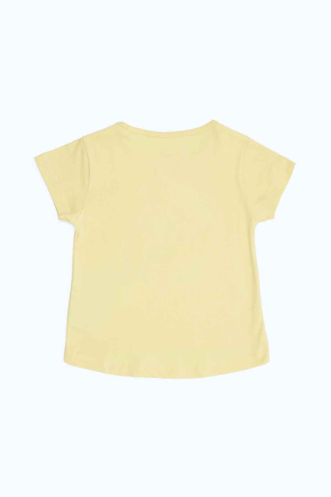 Redtag-Girls-Yellow-Just-Be-Happy-T-Shirt-Category:T-Shirts,-Colour:Yellow,-Deals:New-In,-Dept:Girls,-Filter:Infant-Girls-(3-to-24-Mths),-ING-T-Shirts,-New-In-ING-APL,-Non-Sale,-S23B,-Section:Girls-(0-to-14Yrs),-TBL-Infant-Girls-3 to 24 Months