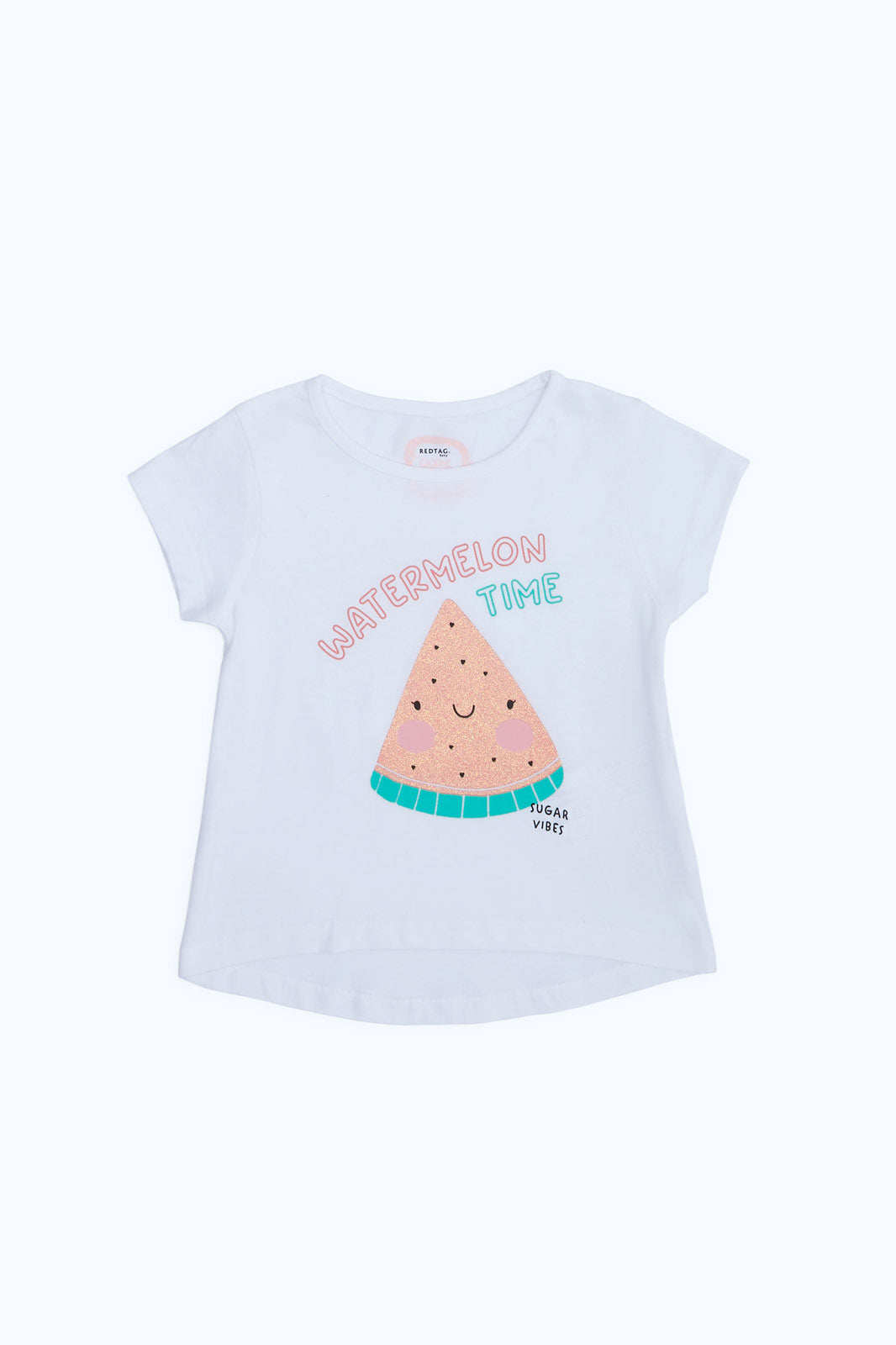 Redtag-Girls-White-Watermelon-T-Shirt-Category:T-Shirts,-Colour:White,-Deals:New-In,-Dept:Girls,-Filter:Infant-Girls-(3-to-24-Mths),-ING-T-Shirts,-New-In-ING-APL,-Non-Sale,-S23B,-Section:Girls-(0-to-14Yrs),-TBL-Infant-Girls-3 to 24 Months