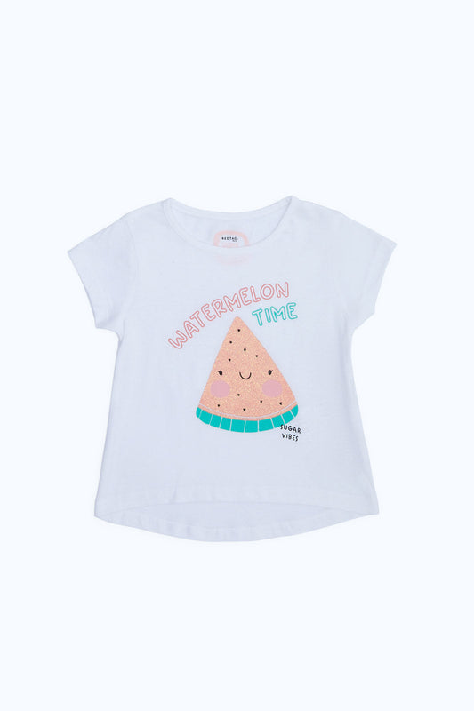 Redtag-Girls-White-Watermelon-T-Shirt-Category:T-Shirts,-Colour:White,-Deals:New-In,-Dept:Girls,-Filter:Infant-Girls-(3-to-24-Mths),-ING-T-Shirts,-New-In-ING-APL,-Non-Sale,-S23B,-Section:Girls-(0-to-14Yrs),-TBL-Infant-Girls-3 to 24 Months
