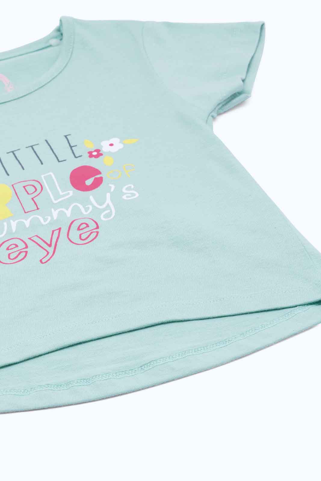 Redtag-Girls-Mint-Placement-Print-T-Shirt-Category:T-Shirts,-Colour:Mint,-Deals:New-In,-Dept:Girls,-Filter:Infant-Girls-(3-to-24-Mths),-ING-T-Shirts,-New-In-ING-APL,-Non-Sale,-S23B,-Section:Girls-(0-to-14Yrs),-TBL-Infant-Girls-3 to 24 Months