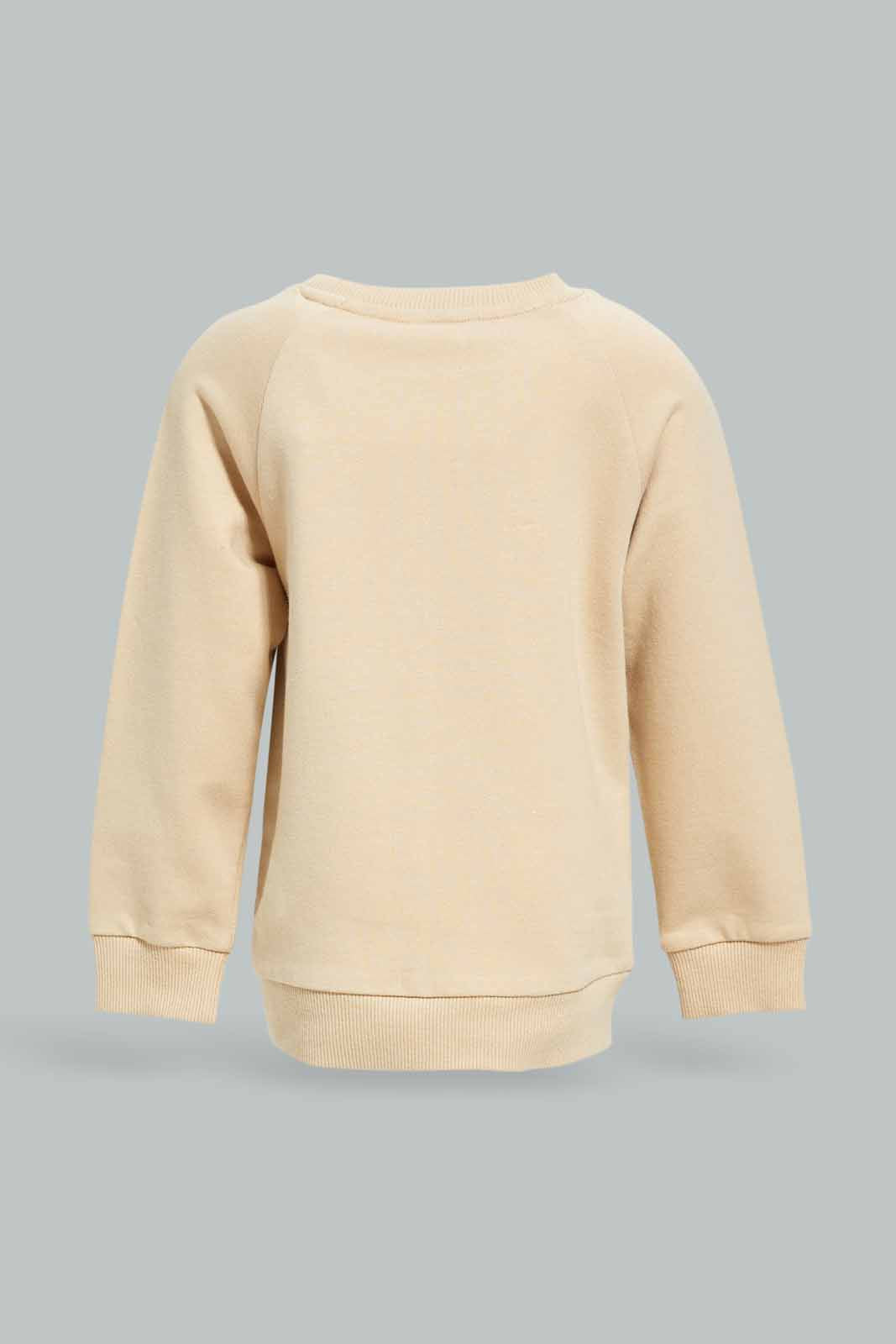 Redtag-Boys-Stone-Dino-Ls-Sweatshirts-Category:Sweatshirts,-Colour:Beige,-Deals:New-In,-Dept:Boys,-Filter:Infant-Boys-(3-to-24-Mths),-INB-Sweatshirts,-New-In-INB-APL,-Non-Sale,-S23A,-Section:Boys-(0-to-14Yrs),-TBL-Infant-Boys-3 to 24 Months