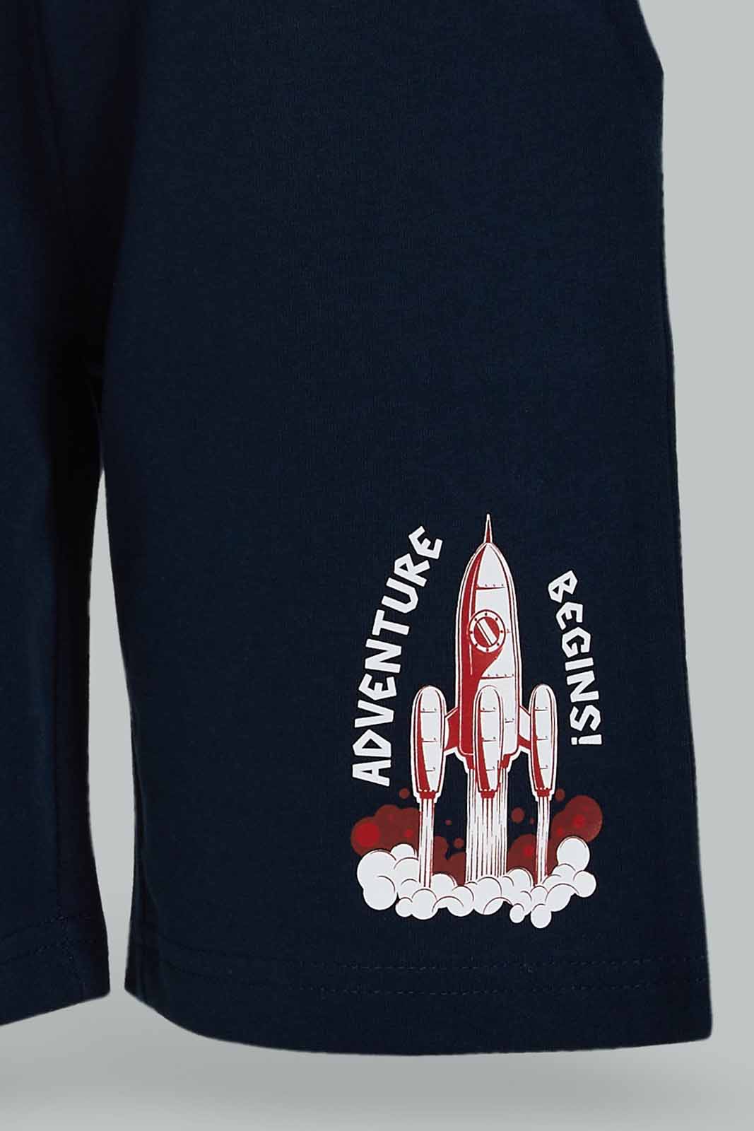 Redtag-Boys-Navy-Shorts-With-Print-BOY-Shorts,-Category:Shorts,-Colour:Navy,-Deals:New-In,-Dept:Boys,-Filter:Boys-(2-to-8-Yrs),-New-In-BOY-APL,-Non-Sale,-S23B,-Section:Boys-(0-to-14Yrs),-TBL-Boys-2 to 8 Years