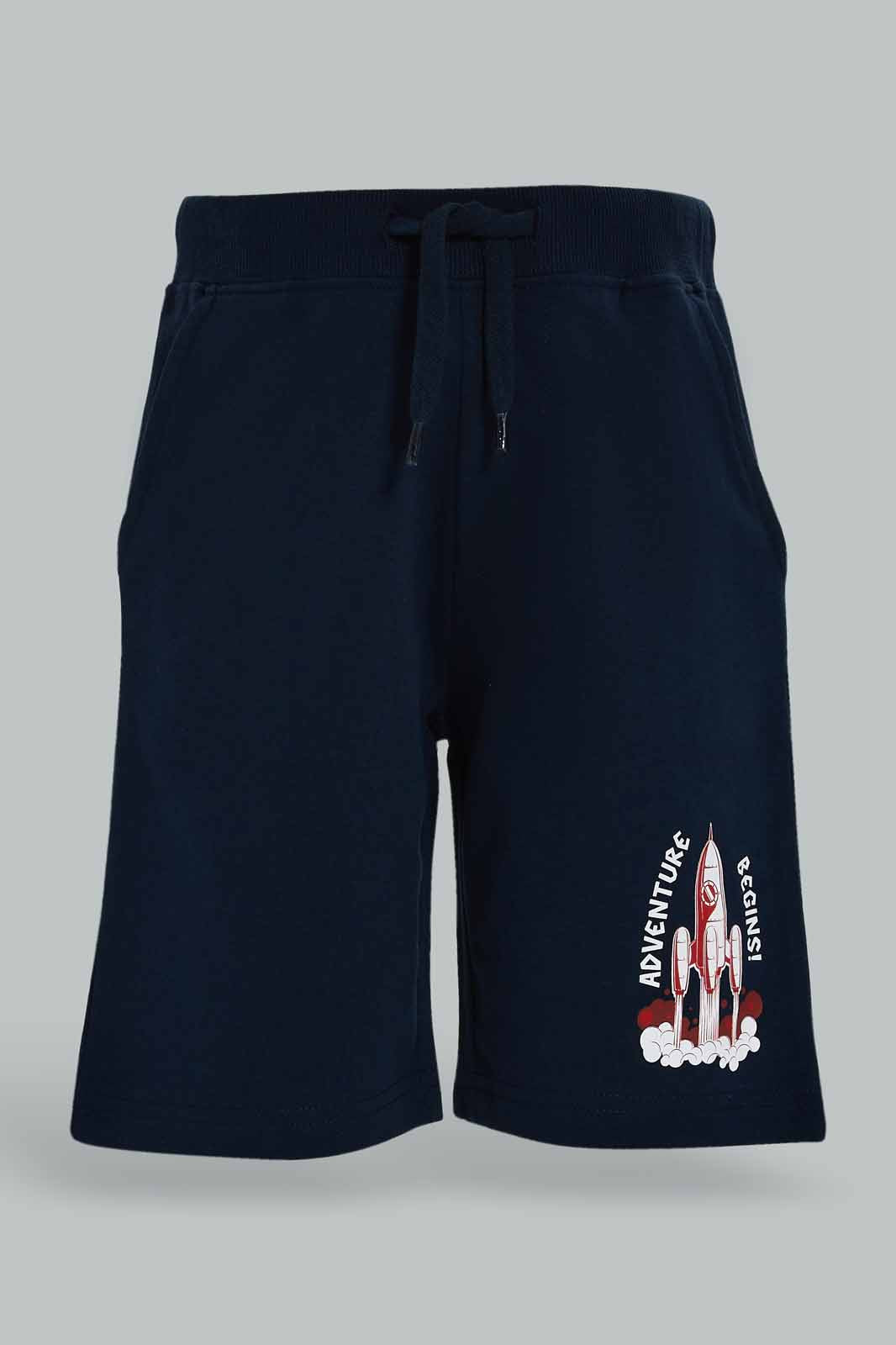 Redtag-Boys-Navy-Shorts-With-Print-BOY-Shorts,-Category:Shorts,-Colour:Navy,-Deals:New-In,-Dept:Boys,-Filter:Boys-(2-to-8-Yrs),-New-In-BOY-APL,-Non-Sale,-S23B,-Section:Boys-(0-to-14Yrs),-TBL-Boys-2 to 8 Years