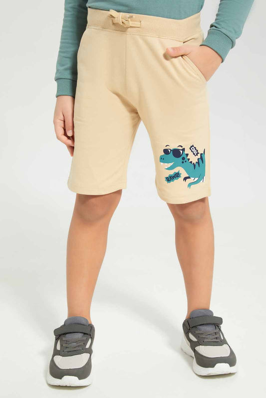 Redtag-Boys-Beige-Shorts-With-Print-BOY-Shorts,-Category:Shorts,-Colour:Beige,-Deals:New-In,-Dept:Boys,-Filter:Boys-(2-to-8-Yrs),-New-In-BOY-APL,-Non-Sale,-S23B,-Section:Boys-(0-to-14Yrs),-TBL-Boys-2 to 8 Years