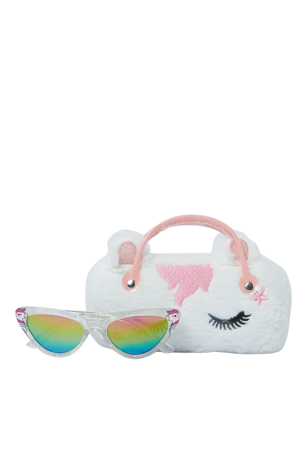 Redtag-Cat-Eye-Sunglasses-With-Character-Embellished-Case-Category:Sunglasses,-Colour:Assorted,-Dept:Girls,-Filter:Girls-Accessories,-GIR-Sunglasses,-New-In,-New-In-GIR-ACC,-Non-Sale,-S23A,-Section:Girls-(0-to-14Yrs)-Girls-