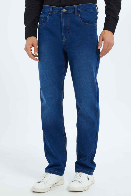 Redtag-Men-Mid-Wash-Basic-5-Pocket-Straight-Fit-Jeans-Category:Jeans,-Colour:Indigo,-Deals:New-In,-Dept:Menswear,-Filter:Men's-Clothing,-Men-Jeans,-New-In-Men-APL,-Non-Sale,-S23A,-Section:Men,-TBL-Men's-