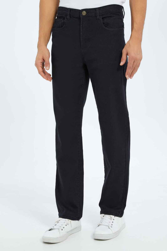 Redtag-Men-Black-Basic-5-Pocket-Straight-Fit-Jeans-Category:Jeans,-Colour:Black,-Deals:New-In,-Dept:Menswear,-Filter:Men's-Clothing,-Men-Jeans,-New-In-Men-APL,-Non-Sale,-S23A,-Section:Men,-TBL-Men's-