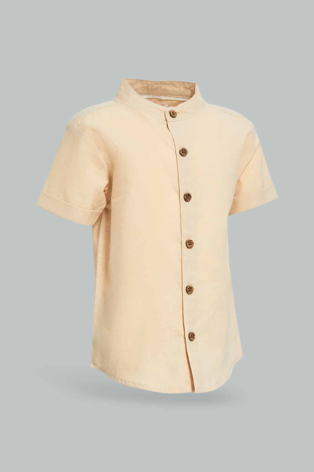 Redtag-Boys-Stone-Solid-Ss-Henley-Shirt-Category:Shirts,-Colour:Grey,-Deals:New-In,-Dept:Boys,-Filter:Infant-Boys-(3-to-24-Mths),-INB-Shirts,-New-In-INB-APL,-Non-Sale,-S23A,-Section:Boys-(0-to-14Yrs)-Infant-Boys-3 to 24 Months