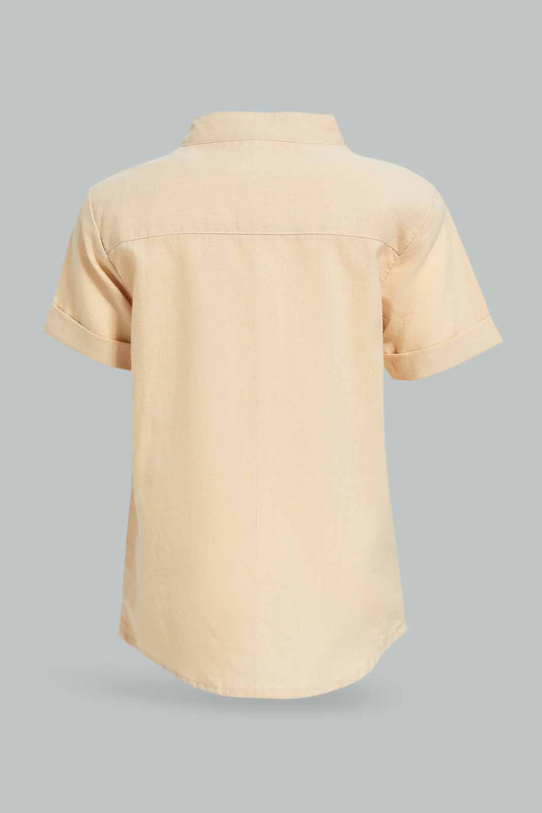 Redtag-Boys-Stone-Solid-Ss-Henley-Shirt-Category:Shirts,-Colour:Grey,-Deals:New-In,-Dept:Boys,-Filter:Infant-Boys-(3-to-24-Mths),-INB-Shirts,-New-In-INB-APL,-Non-Sale,-S23A,-Section:Boys-(0-to-14Yrs)-Infant-Boys-3 to 24 Months