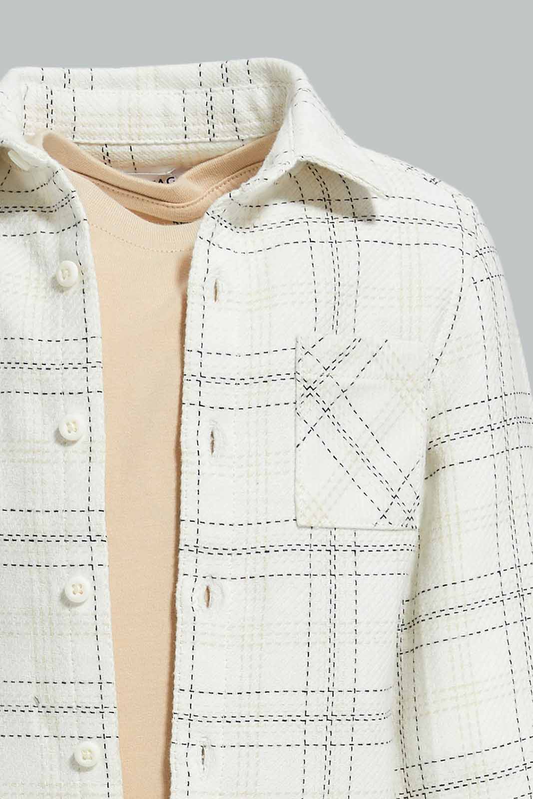 Redtag-Boys-White-Check-Shirt-And-Mock-Tshirt-Set-Category:Shirts,-Colour:White,-Deals:New-In,-Dept:Boys,-Filter:Infant-Boys-(3-to-24-Mths),-INB-Shirts,-New-In-INB-APL,-Non-Sale,-S23A,-Section:Boys-(0-to-14Yrs)-Infant-Boys-3 to 24 Months