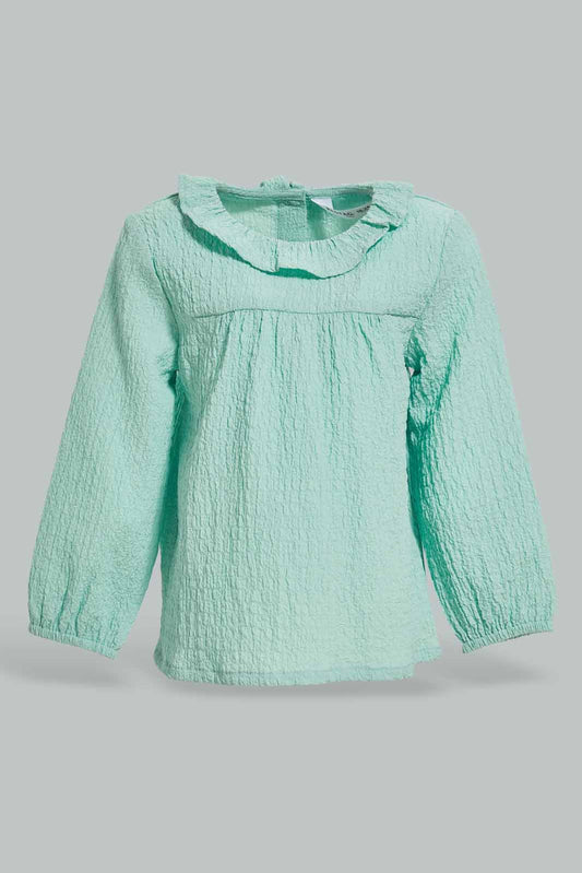 Redtag-Girls-Sage-Collar-Blouse-Category:Blouses,-Colour:Green,-Deals:New-In,-Dept:Girls,-Filter:Infant-Girls-(3-to-24-Mths),-ING-Blouses,-New-In-ING-APL,-Non-Sale,-S23A,-Section:Girls-(0-to-14Yrs)-Infant-Girls-