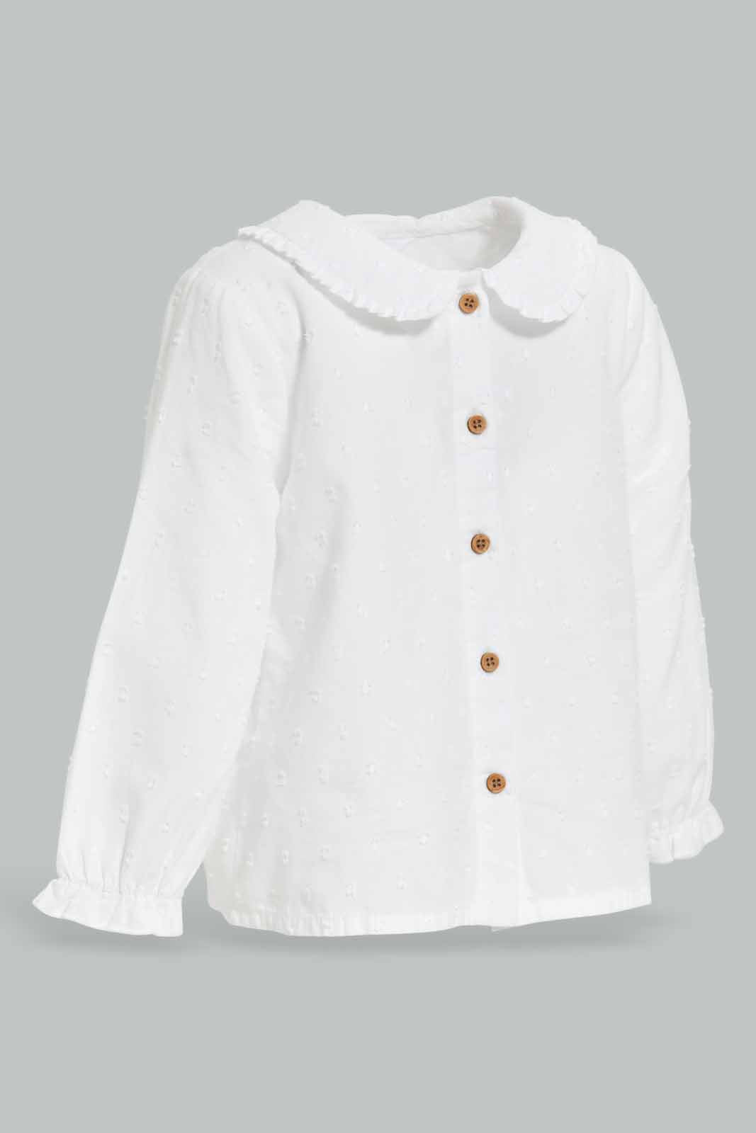 Redtag-Girls-White-Peter-Pan-Collar-Dobby-Blouse-Category:Blouses,-Colour:White,-Deals:New-In,-Dept:Girls,-Filter:Infant-Girls-(3-to-24-Mths),-ING-Blouses,-New-In-ING-APL,-Non-Sale,-S23A,-Section:Girls-(0-to-14Yrs)-Infant-Girls-