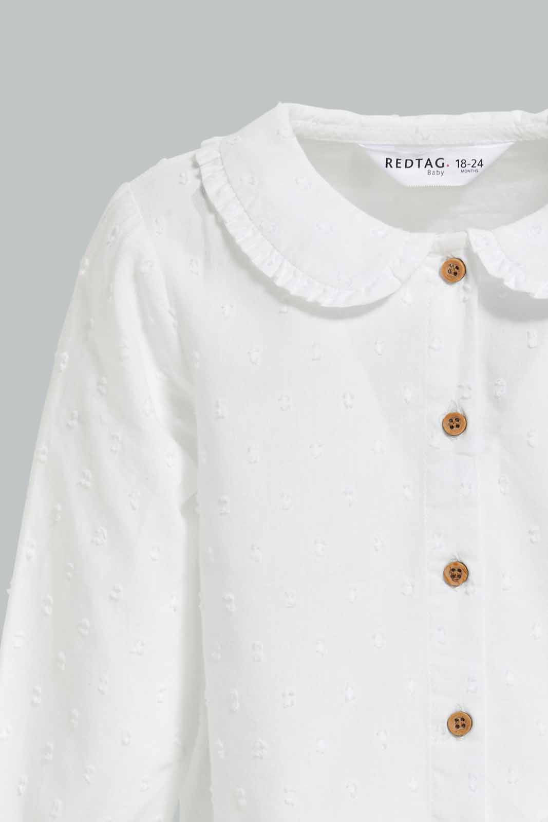 Redtag-Girls-White-Peter-Pan-Collar-Dobby-Blouse-Category:Blouses,-Colour:White,-Deals:New-In,-Dept:Girls,-Filter:Infant-Girls-(3-to-24-Mths),-ING-Blouses,-New-In-ING-APL,-Non-Sale,-S23A,-Section:Girls-(0-to-14Yrs)-Infant-Girls-