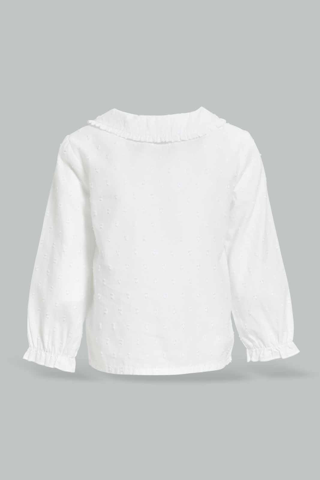 Redtag-Girls-White-Peter-Pan-Collar-Dobby-Blouse-Category:Blouses,-Colour:White,-Deals:New-In,-Dept:Girls,-Filter:Infant-Girls-(3-to-24-Mths),-ING-Blouses,-New-In-ING-APL,-Non-Sale,-S23A,-Section:Girls-(0-to-14Yrs)-Infant-Girls-